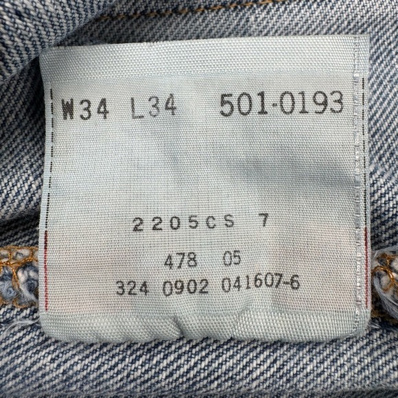 Levi's 501 Men's Jeans 34x34 Blue 5-Pocket Button Fly Red Tab (Actual‎ 33x33) - Picture 5 of 9